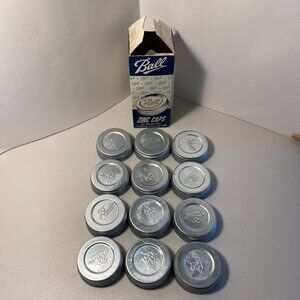 12 Ball Zinc Caps for Mason Jars Reg Mouth Lids w/ Porcelain Liners Original Box